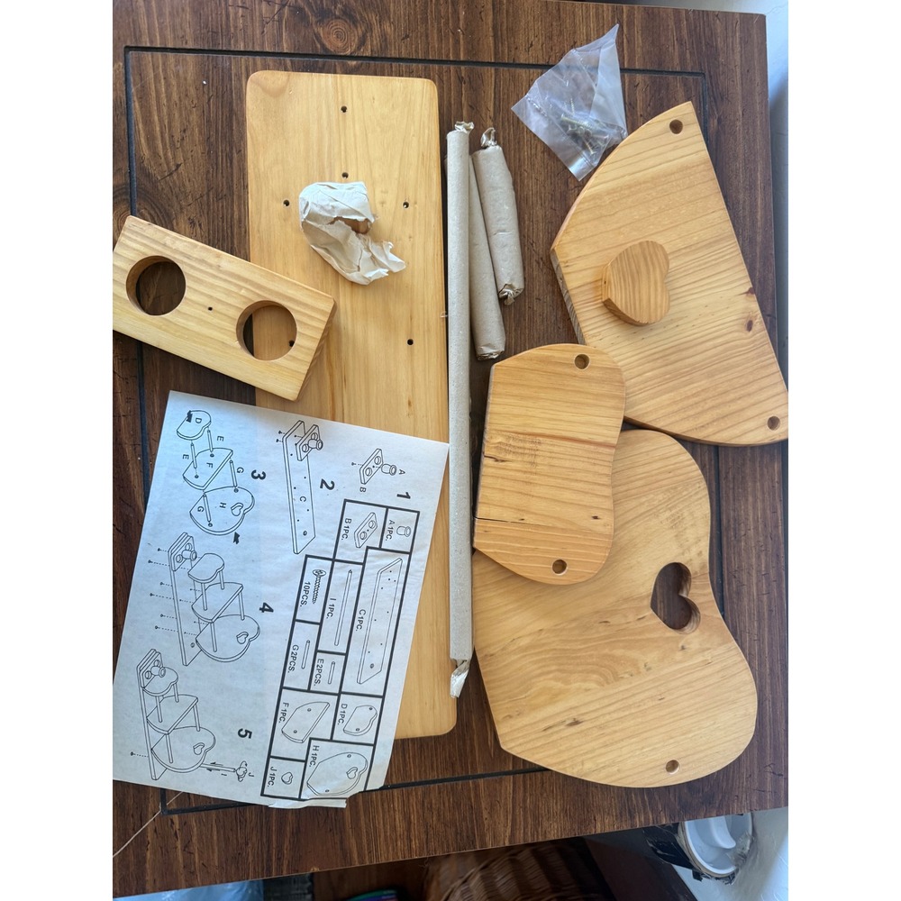 Vintage Wooden Picnic Organizer Heart Cutout New in Box - Picture 9 of 9